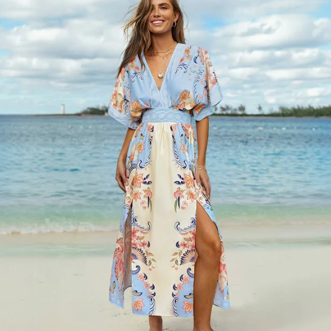 Cupshe Women's Breezy Floral Maxi Beach Dress with Side
