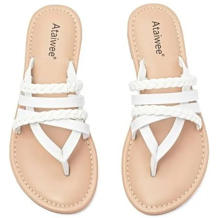 Women's Strappy Braided Slip-On Flat Sandals