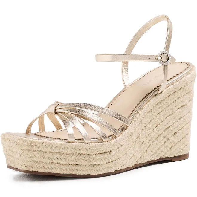 Cinq A Sept Women's Helen Metallic Espadrille Wedge Sandals