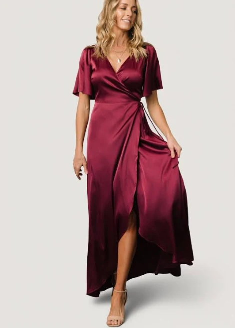 Baltic Born Vara Satin Maxi Wrap Dress