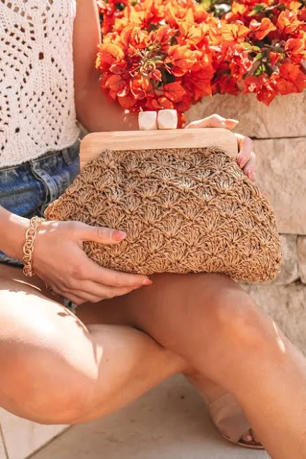 Magnolia Boutique Women's Boho Chic Straw Braided Clutch Bag