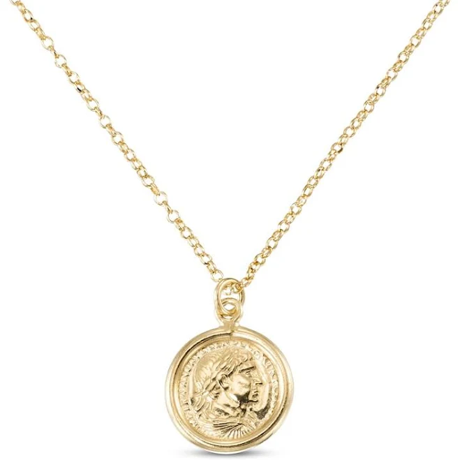 18" 24K Yellow Gold Vermeil Sterling Silver Coin Necklace