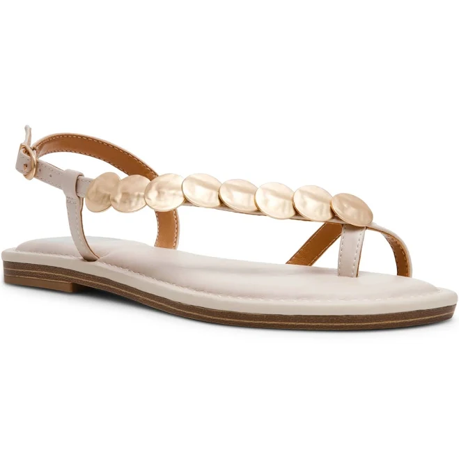 Women's Jetsy Embellished Jewelry Thong Asymmetrical Flat Sandals