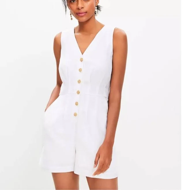 Loft Women's Linen Blend V-Neck Romper