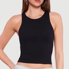 Women's Seamless Rib Knit Racerback Crop Top
