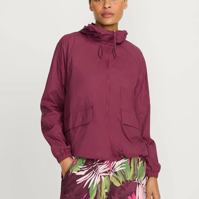 Lands' End Women's UPF Packable Hooded Windbreaker Jacket