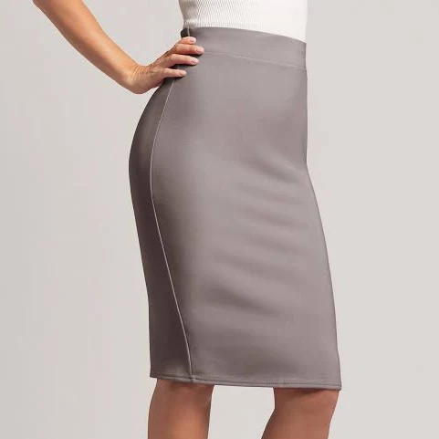 High-Waisted Bodycon Midi Skirt with Back Slit