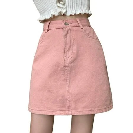 Women's High Waist A-Line Denim Skirt
