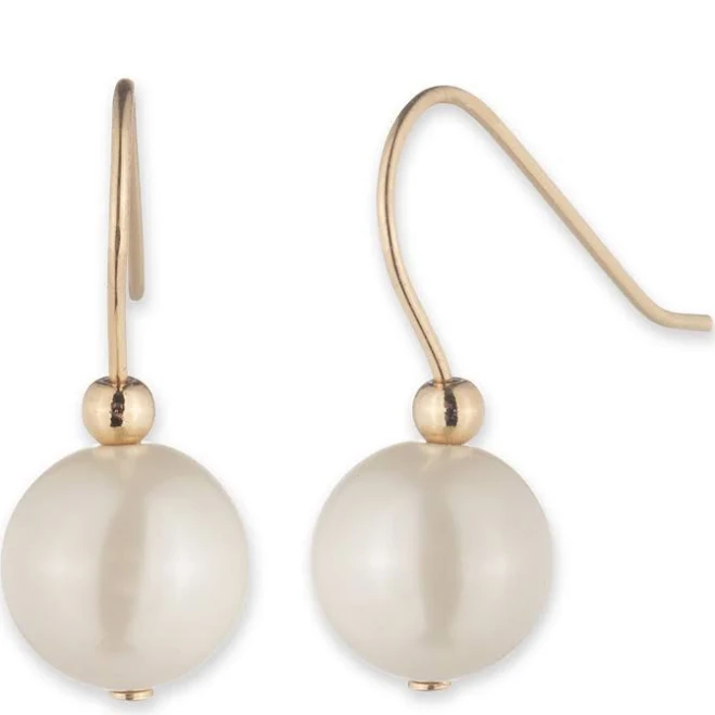 Ralph Lauren Women's Gold Tone Pearl Double Drop Earrings