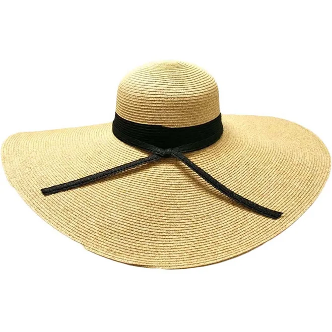 Luxury Divas Wide Brim Floppy Hat with Ribbon Hat Band