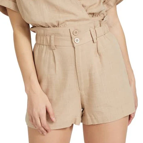 GUESS Factory Harly Linen-Blend Paperbag Shorts