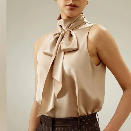 Lilysilk Women's Sleeveless Tie-Neck Silk Blouse