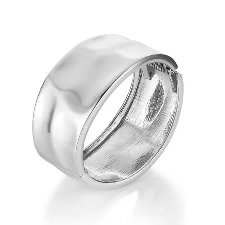 Hzman Chunky Gold Hammered Open Hinge Bangle Bracelet