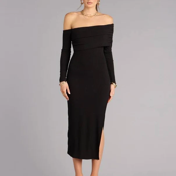 Windsor Sweep Me Away Ribbed Midi Dress