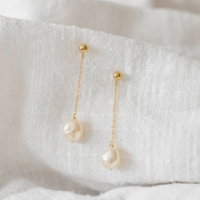14K Gold Filled Pearl Drop Earrings