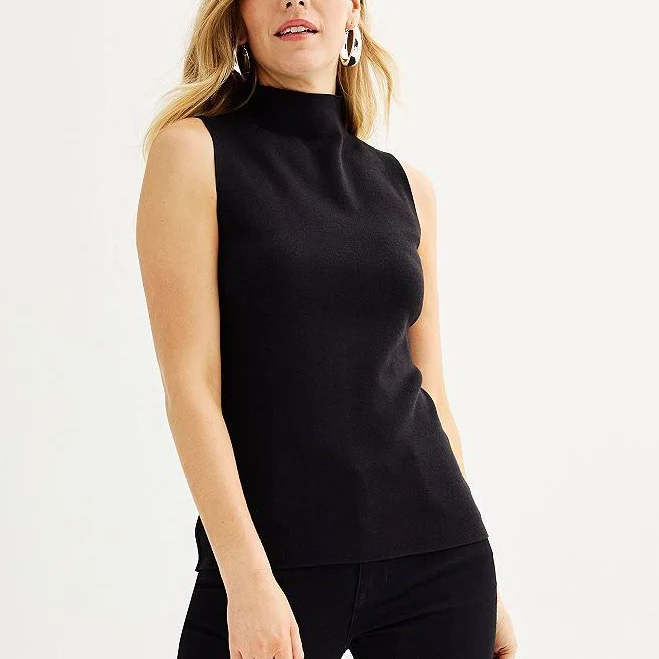 Nine West Women's Mockneck Sleeveless Sweater