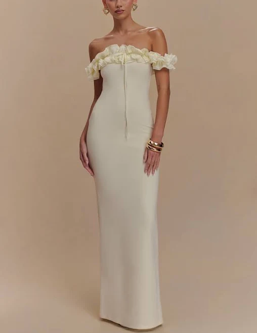 Nova Ruffle Off Shoulder Maxi Dress