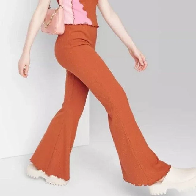 Wild Fable Burnt Orange Bell Bottom Lounge Ribbed Comfy Flare Casual Pants XS