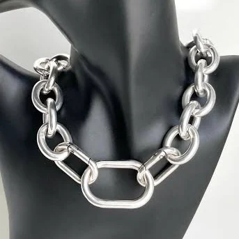 Lightweight Silver Chunky Curb Brutalist Chain Necklace