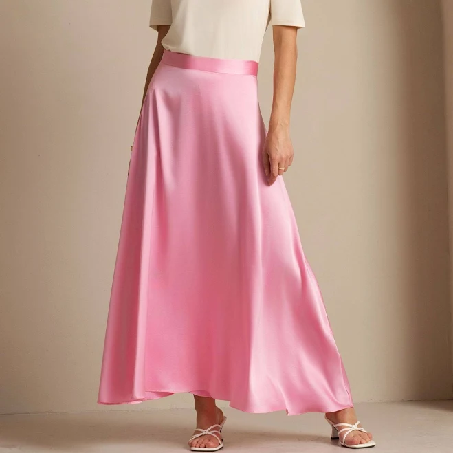 Women's Silk A-Line Maxi Skirt