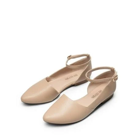 Ankle-Strap Pointed Toe D'Orsay Flats