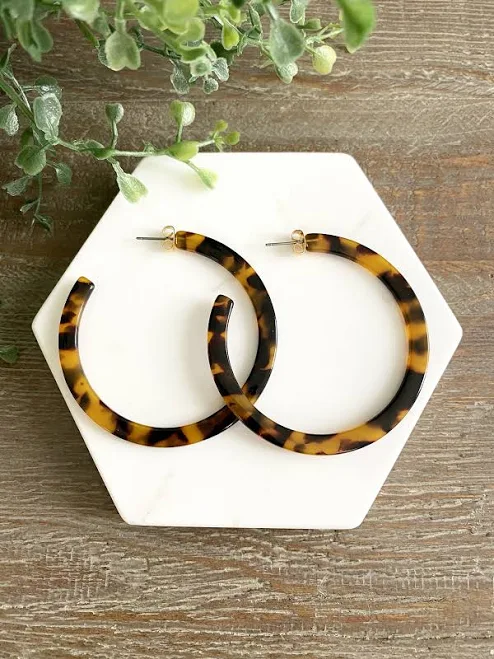 Tortoise Shell Hoop Earrings