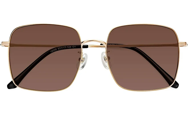 Gold Grandpa Oversized Square Tinted Sunglasses with Brown Sunwear Lenses - Billie