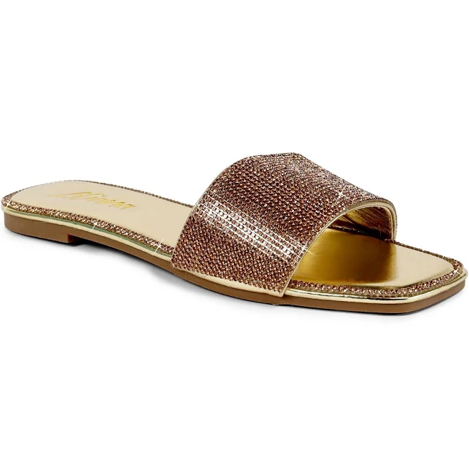 Kenna Women's Rhinestone Slip-On Flat Sandals