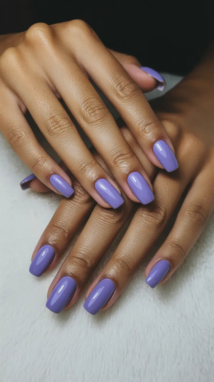 sophisticated spring nails for brown skin 2026 Glossy Lavender Minimalism For Fresh Spring Mood