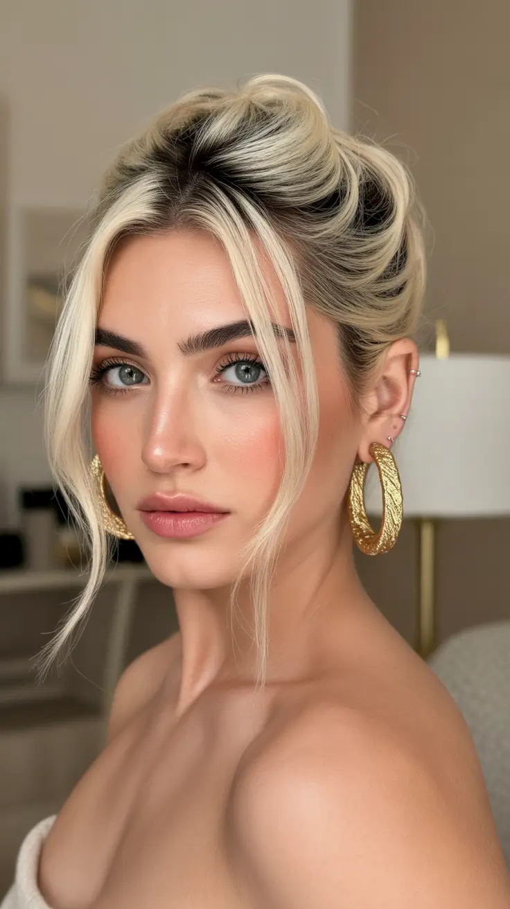 sophisticated spring wedding hairstyle for 2026 Airy Blonde Bridal Chignon with Face-Framing Tendrils