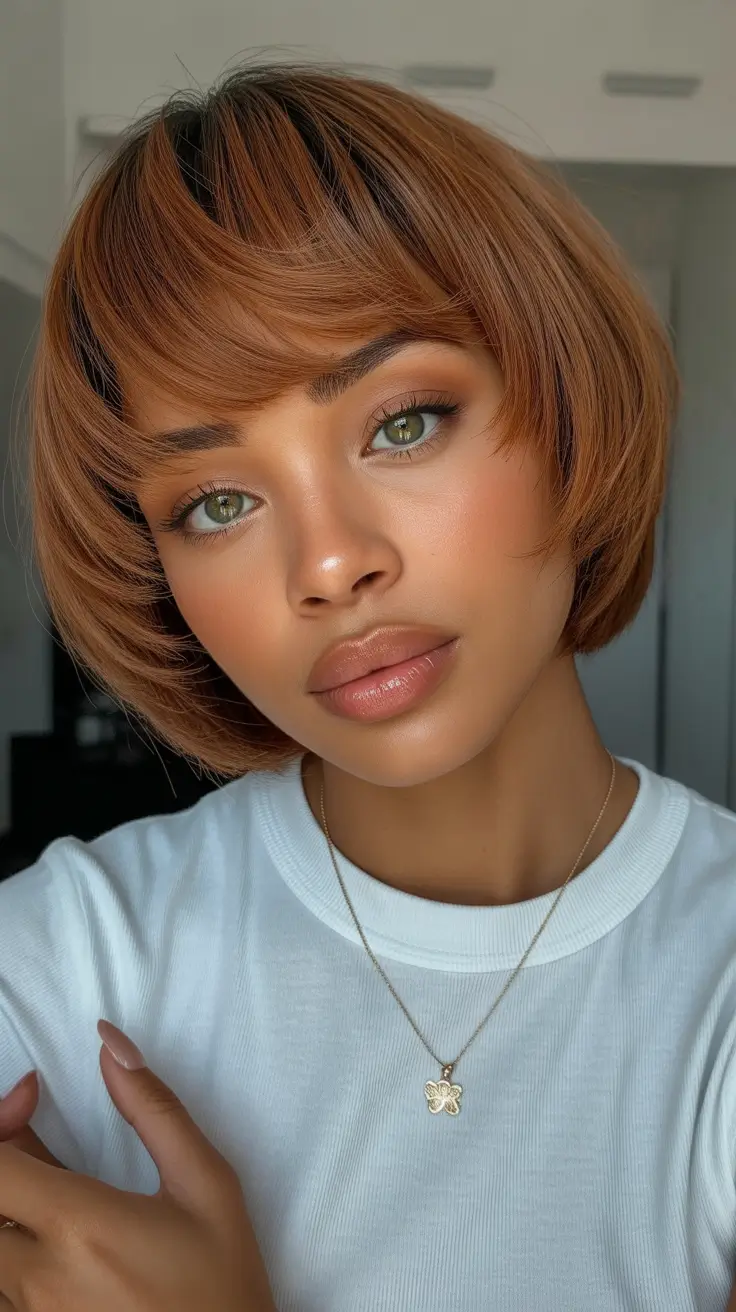 stylish spring hairstyle for black women 2026 Sculpted Ginger Precision Bob