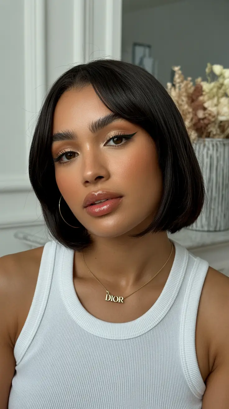stylish spring hairstyle for black women 2026 Glass-Edge Precision Micro Bob