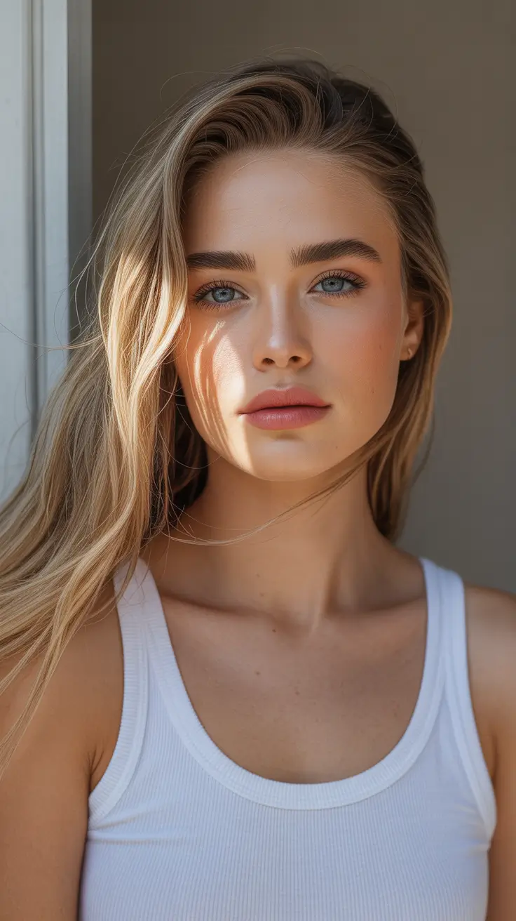 summer hair color for blondes 2026 trendy Golden Rooted Blonde With Natural Balayage Flow