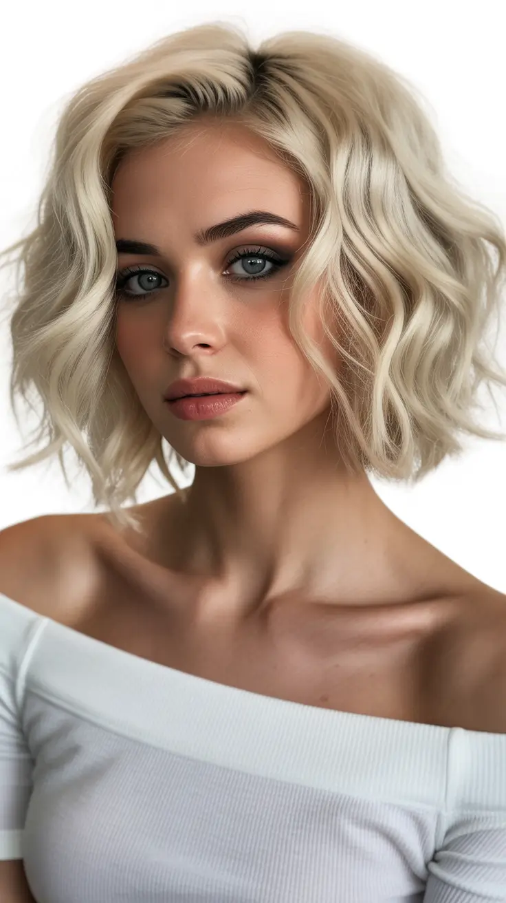 summer hair color for blondes 2026 trendy Textured Shoulder-Length Blonde With Soft Curly Volume