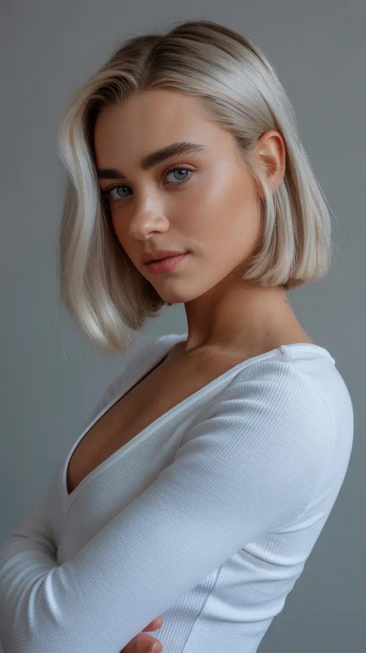 summer hair color for blondes 2026 trendy Polished Creamy Blonde Bob With Minimal Layers