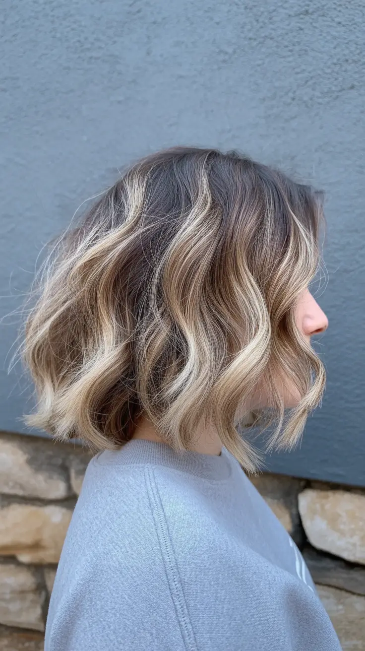 summer hair color ideas 2026 trendy Textured Sandy Bob With Coastal Contrast