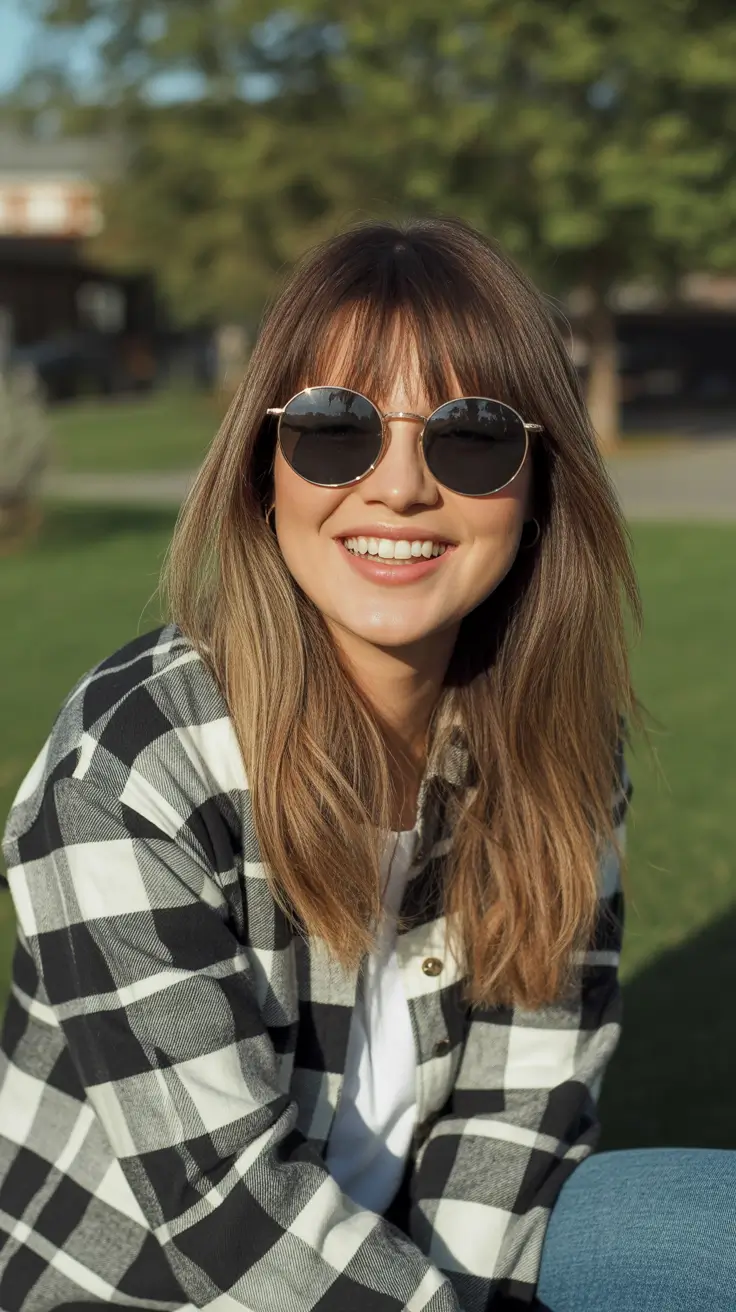 summer hair color ideas 2026 trendy Warm Honey Mid-Length With Carefree Bangs