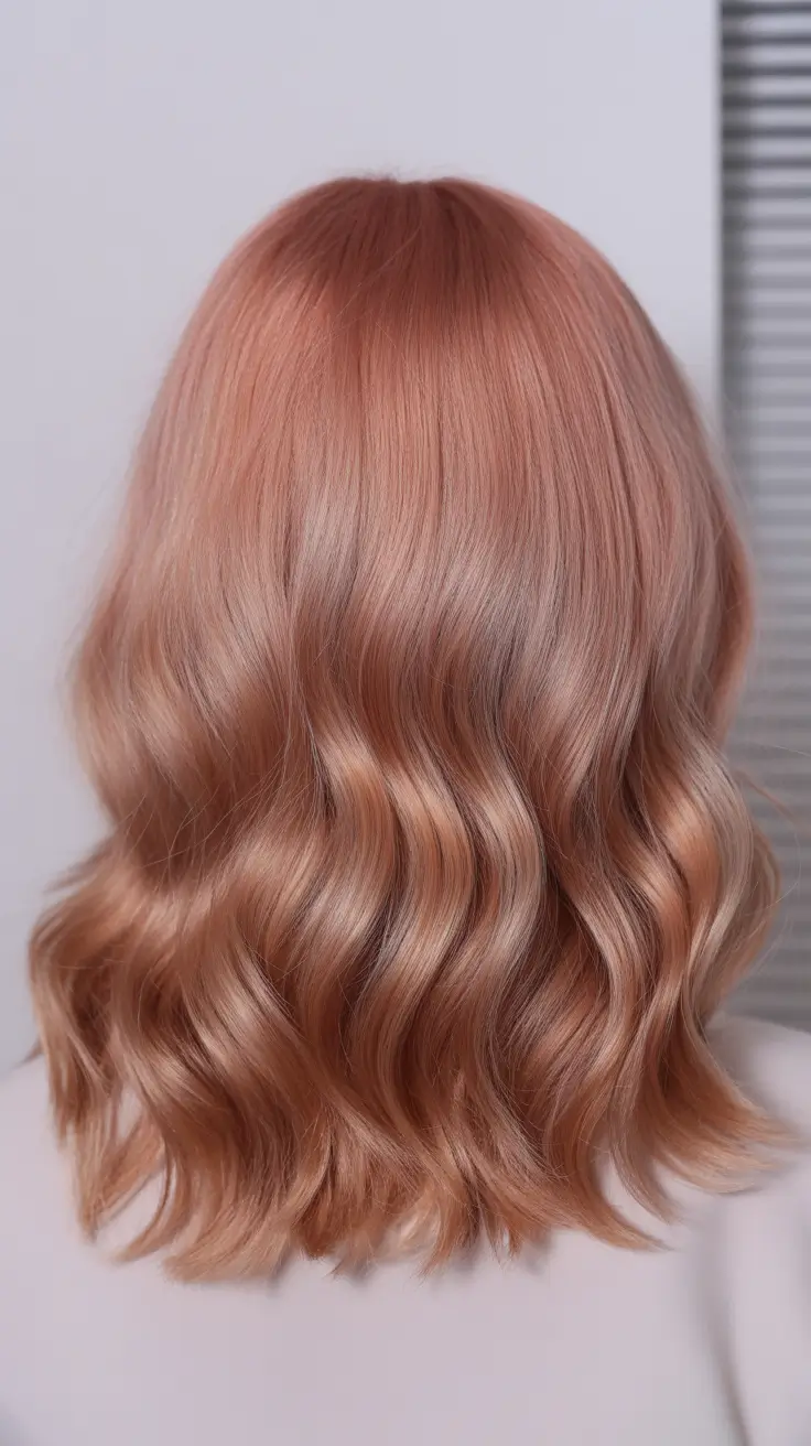 summer hair color ideas 2026 trendy Peachy Copper Glow With Silky Beach Waves