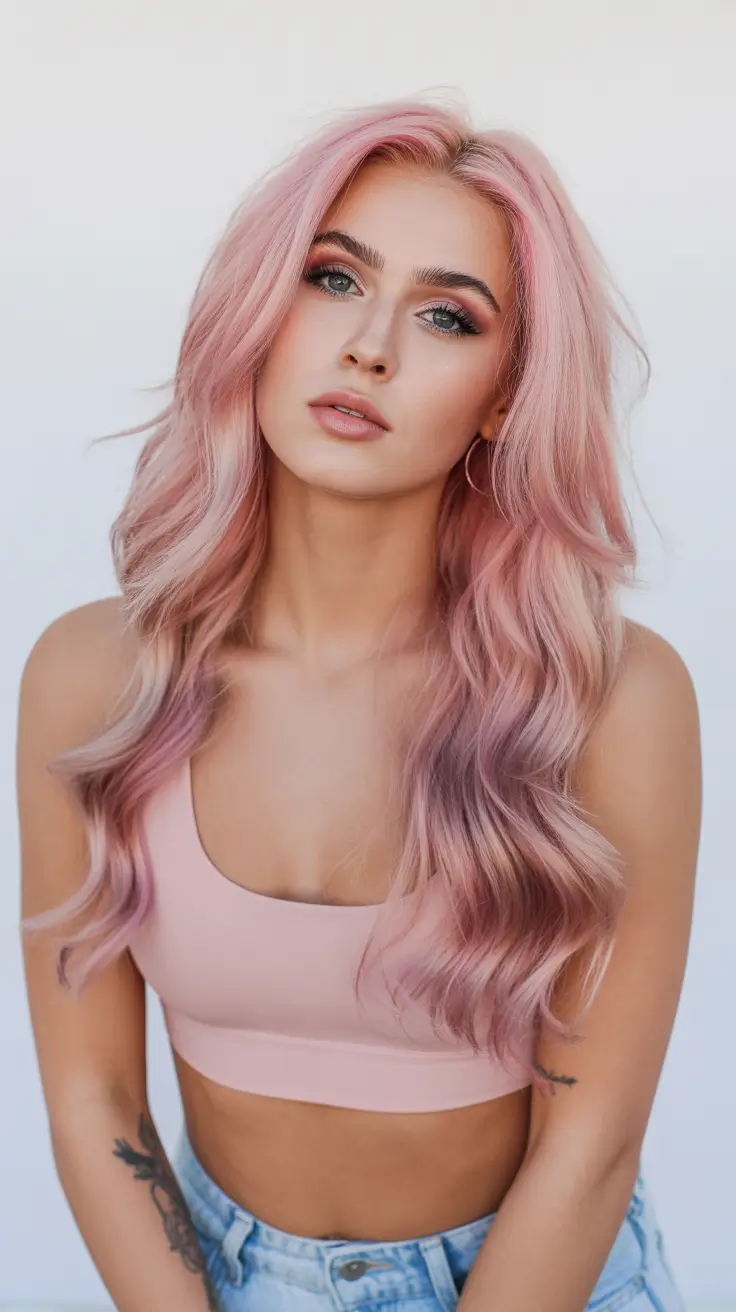 summer hair color ideas 2026 trendy Dreamy Pastel Pink Length With Soft Glow
