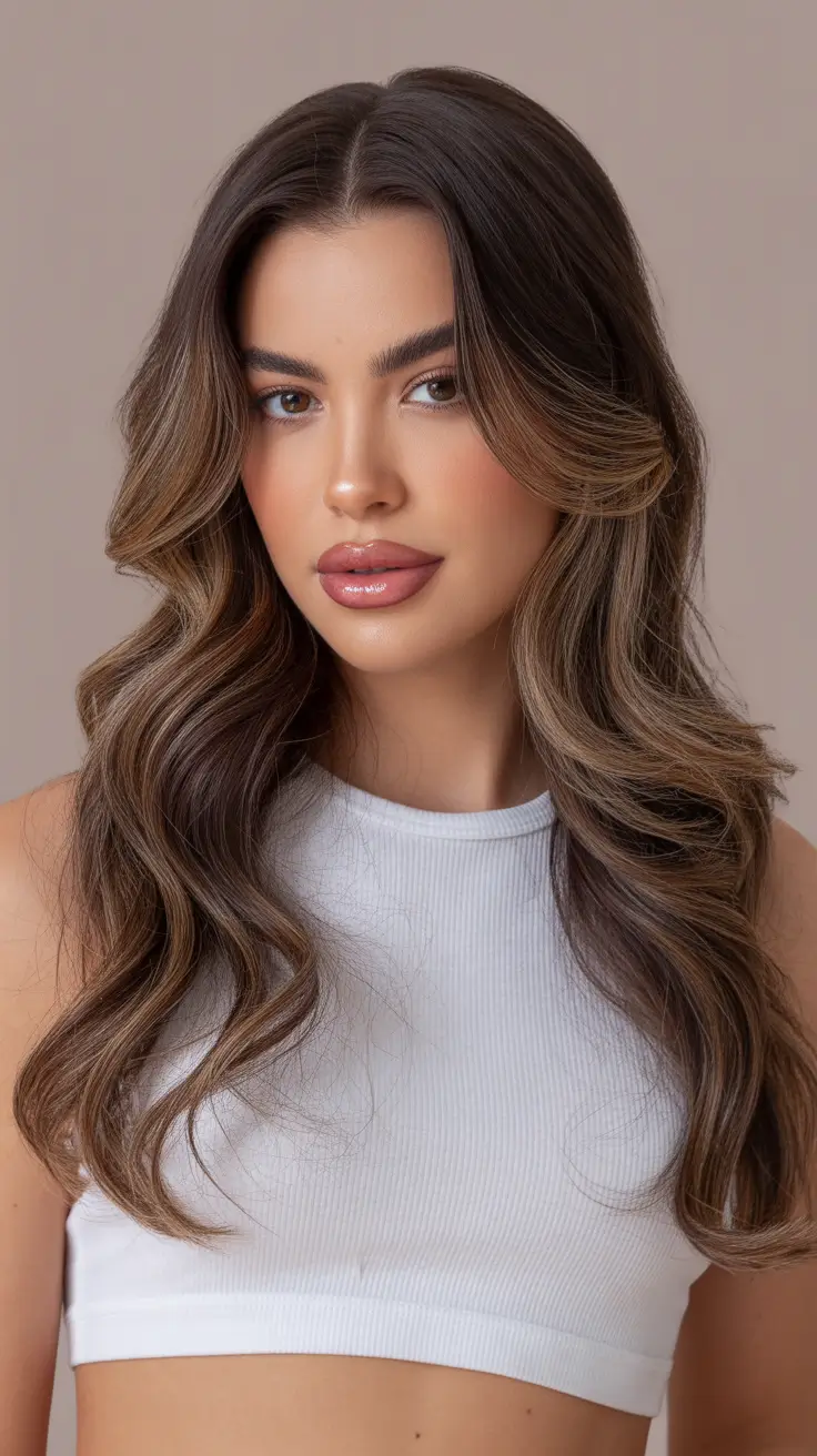 summer hair color ideas for brunettes 2026 trendy Glossy Caramel Flow With Face-Framing Light