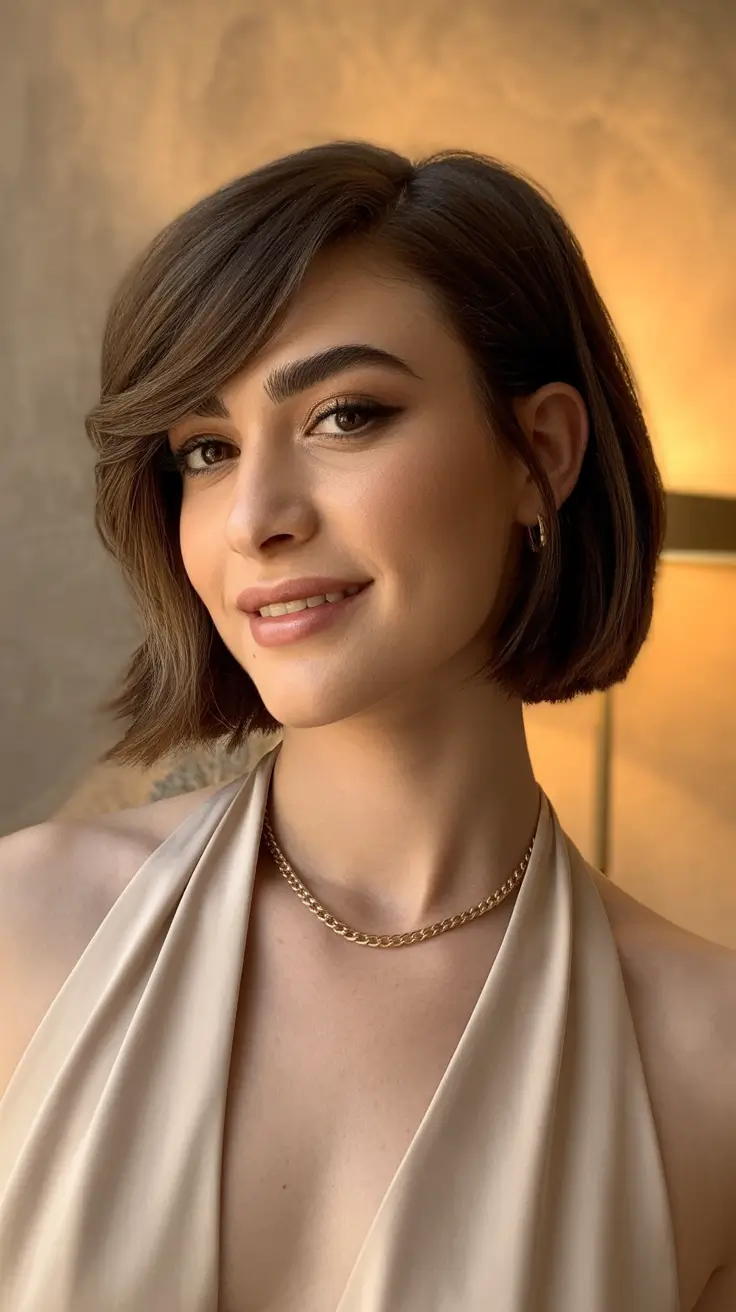 summer hair color ideas for brunettes 2026 trendy Classic Short Bob With Subtle Summer Dimension