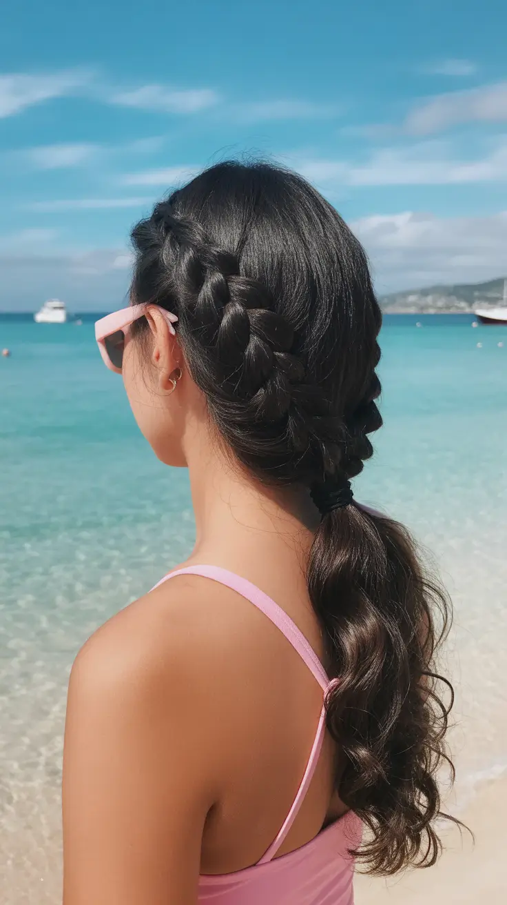 summer hairstyles for swimming Side Braided Pony That Balances Structure and Movement