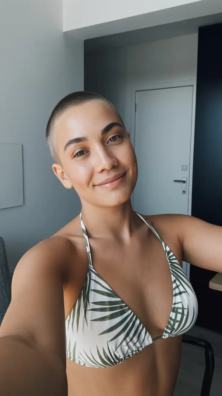 summer hairstyles for swimming Ultra Short Buzz Cut That Redefines Summer Freedom