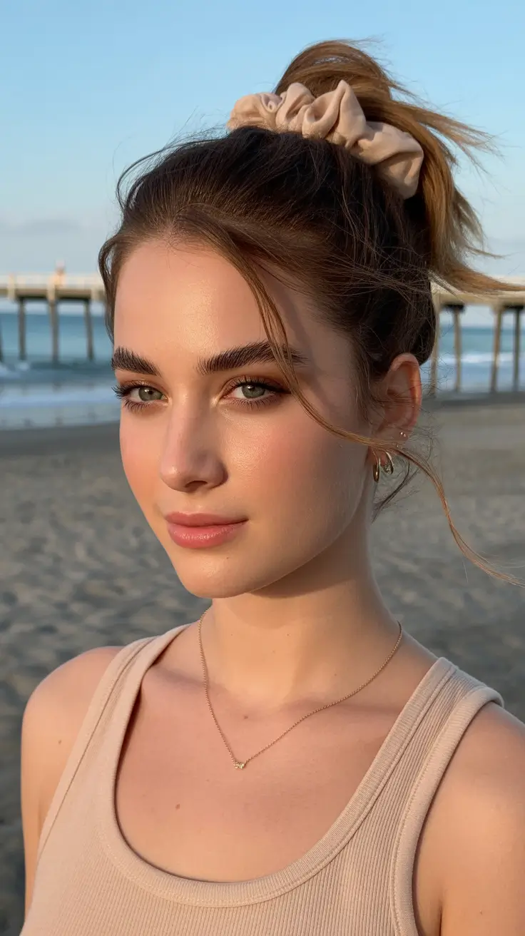 summer hairstyles for swimming High Scrunchie Pony That Survives Every Splash