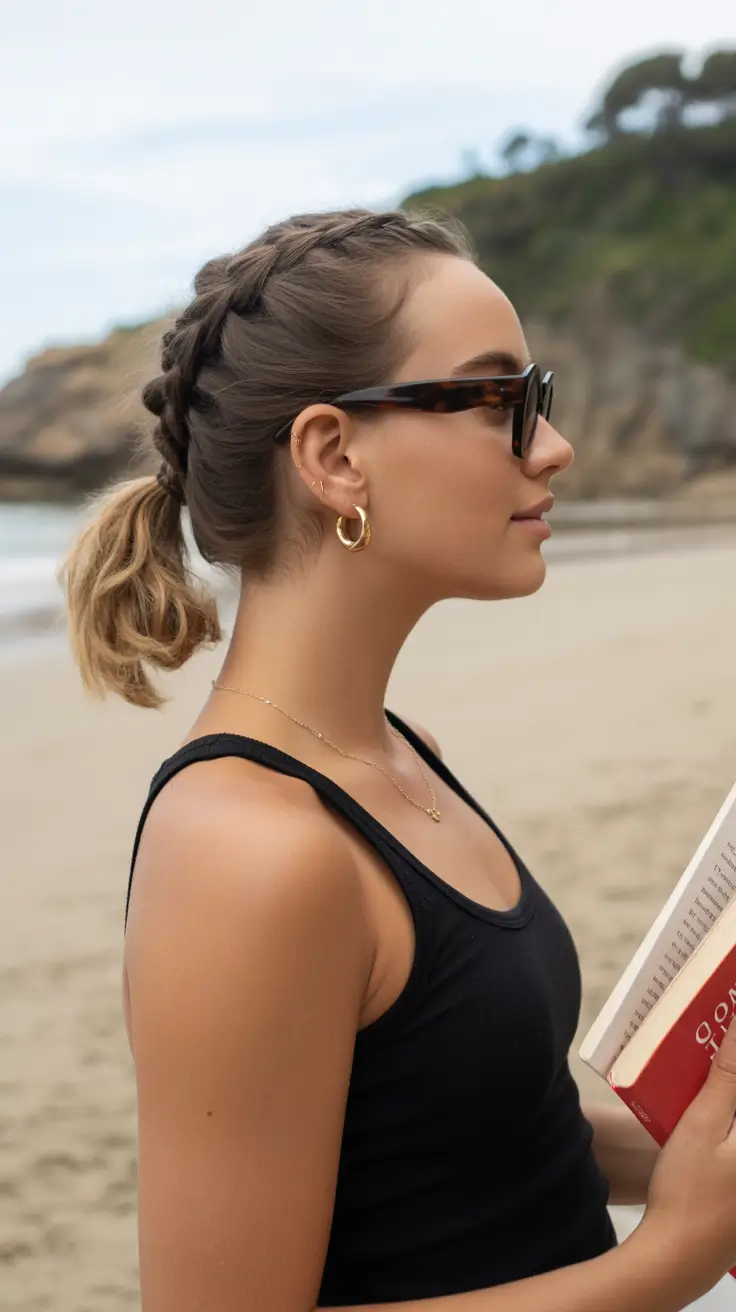 summer hairstyles for swimming Braided Crown into Low Pony That Balances Function and Style