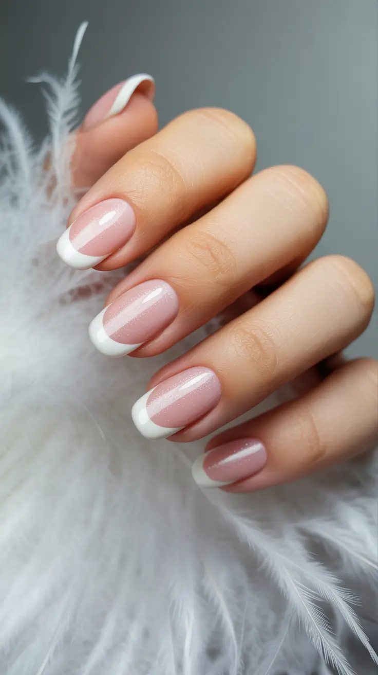 summer nail art ideas 2026 easy Soft Shimmer French for Timeless Summer Elegance