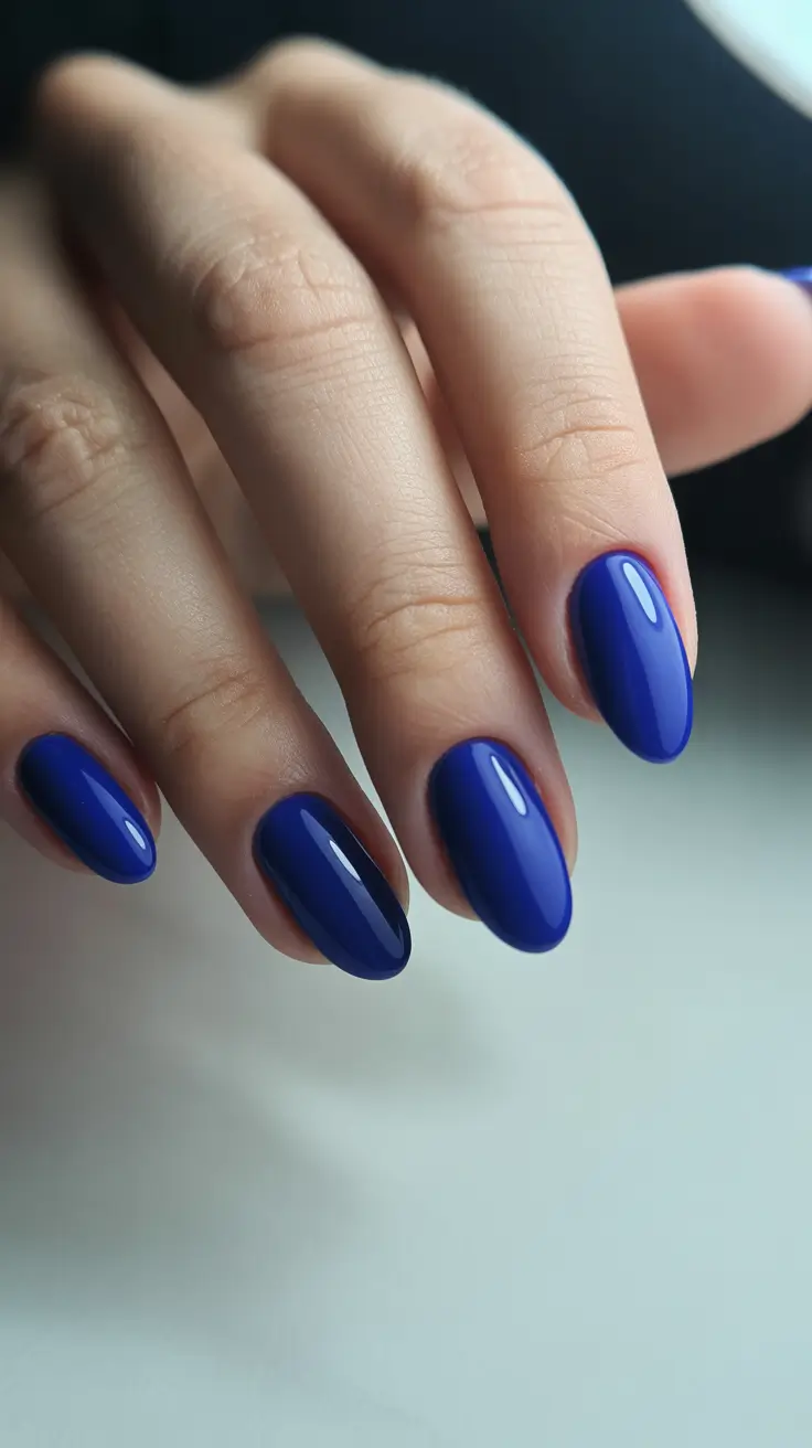 summer nail art ideas 2026 easy Bold Royal Blue Shine for Confident Summer Style