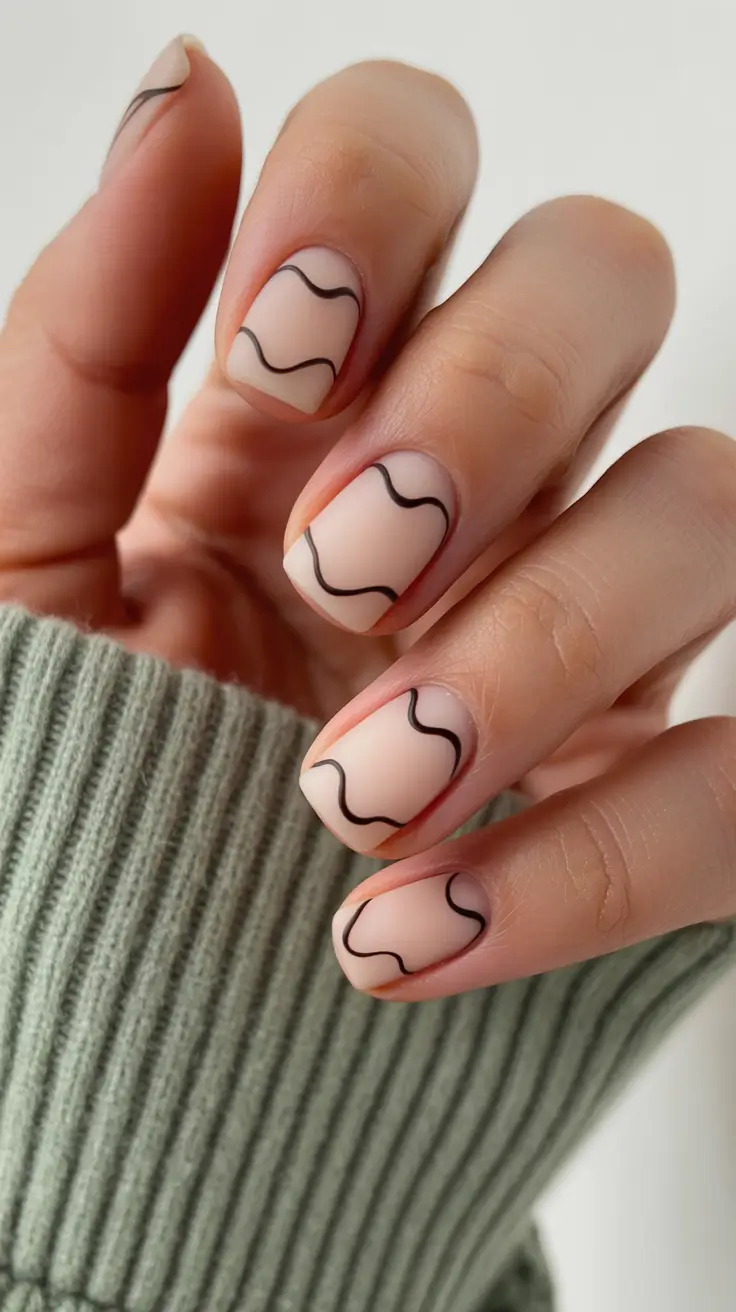 summer nail art ideas 2026 easy Minimal Nude Waves for Modern Short Nails
