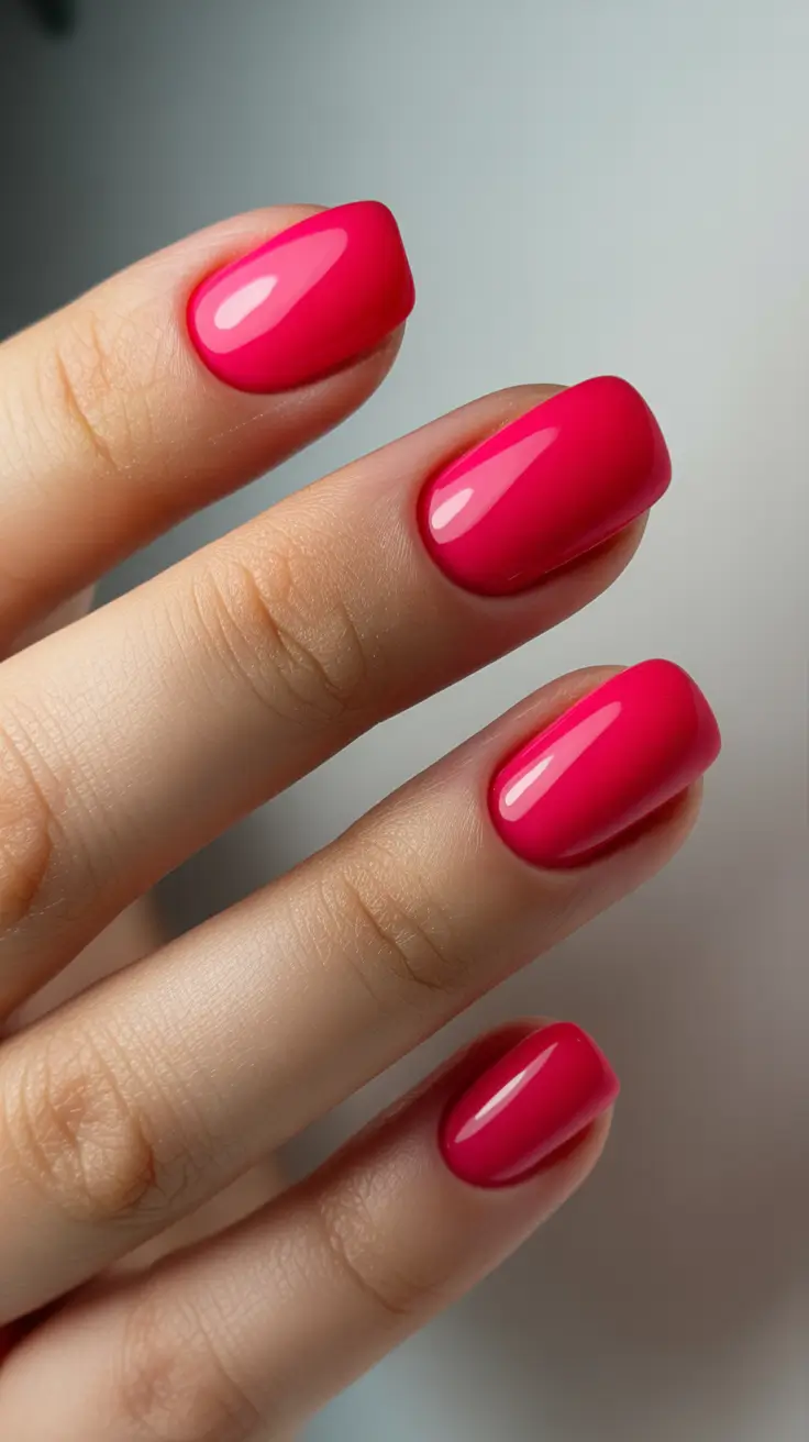 summer nail art ideas 2026 easy Vibrant Hot Pink Shine for Fun Summer Confidence