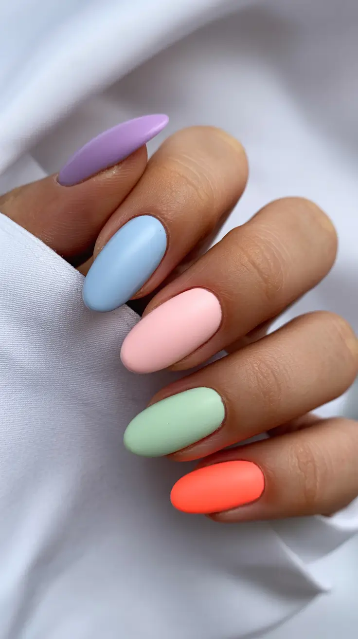 summer nail art ideas 2026 easy Pastel Rainbow Mood for Playful Summer Days